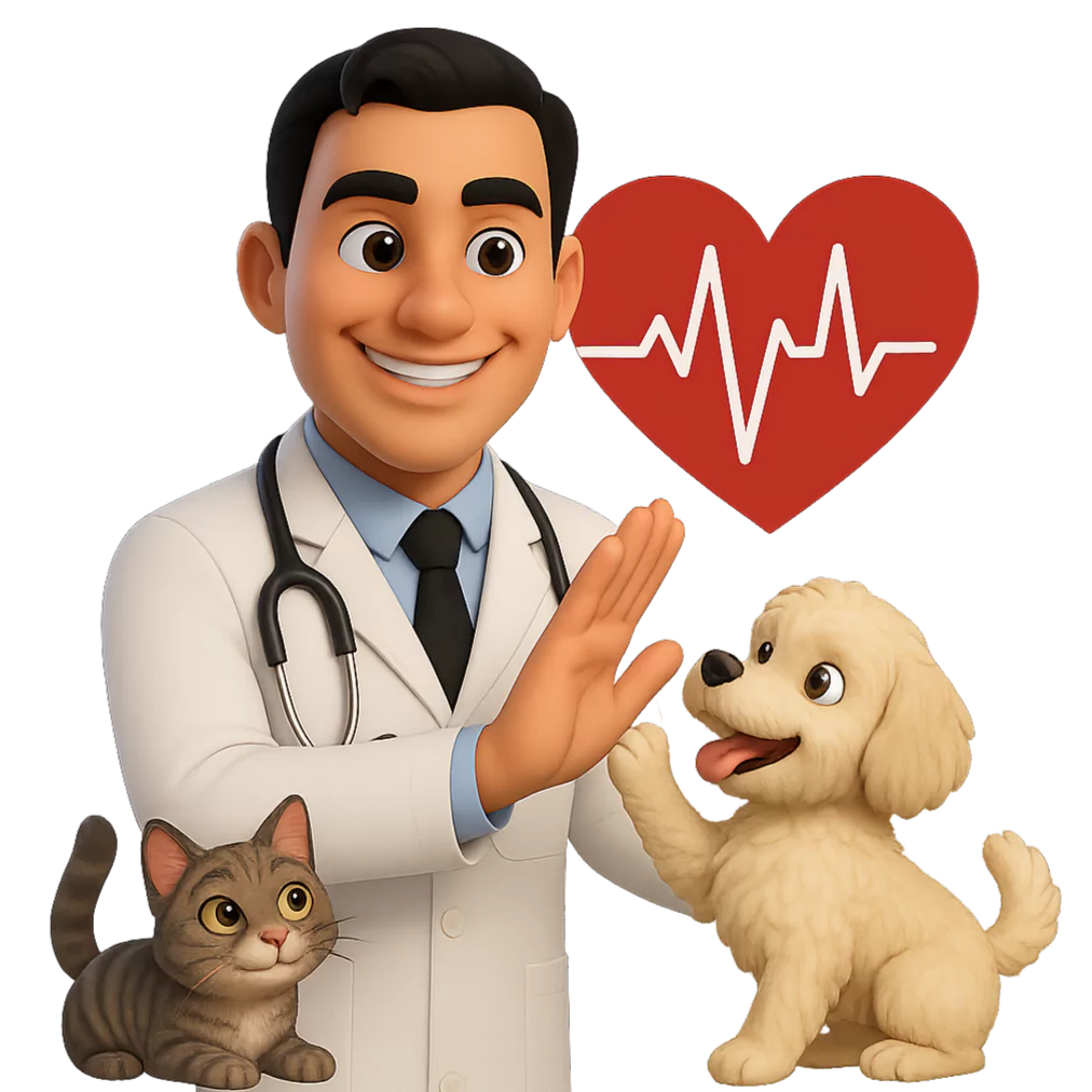 Veterinário cardiologista examinando cão - QRS Cardiologia Veterinária