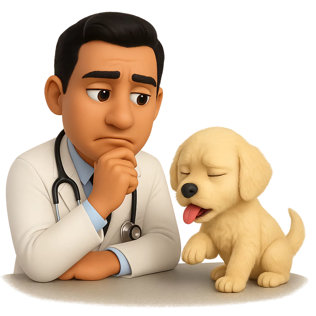 Cão com sintomas de problemas cardíacos